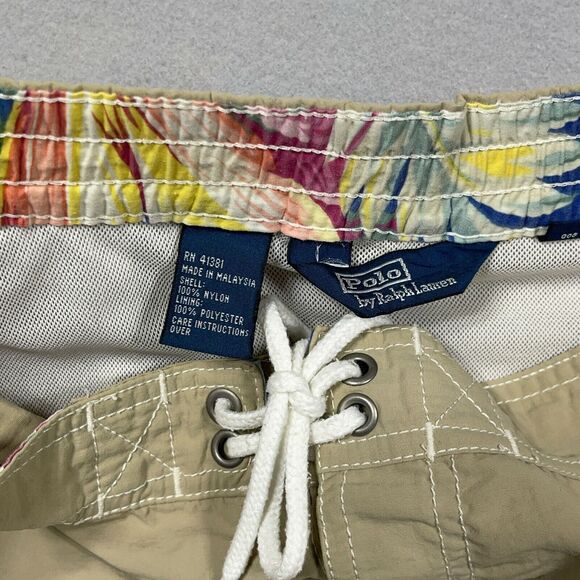 Polo‎ Ralph Lauren Board Shorts Men 36 Large Swim Shorts Cargo Lined Beige - Picture 8 of 12